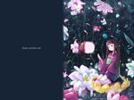  copyright_request flower hair_ornament hairclip highres japanese_clothes long_sleeves nature shiba_yuusuke solo thighhighs wallpaper 
