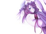  bangs blue_eyes clothes_down cradle_(artist) hat highres japanese_clothes kimono lips looking_at_viewer misaki_kurehito purple_hair ribbon saigyouji_yuyuko simple_background solo tattoo touhou triangular_headpiece veil wallpaper white_background 