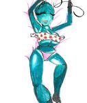  3_fingers alien anonymousinvader24 antennae bed big_breasts blue_skin breasts clothed clothing female humanoid invader_zim irken lying on_back panties partially_clothed sleeping traditional_media_(artwork) under_boob underwear watercolor_(artwork) 