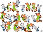  2016 anthro calvin_and_hobbes canine clothing disney duo female fox fur grey_fur judy_hopps lagomorph long_ears male mammal nick_wilde orange_fur rabbit zootopia 