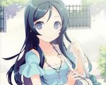  aragaki_ayase black_hair blue_eyes blue_hair breasts cleavage close cropped h2so4 necklace ore_no_imouto_ga_konna_ni_kawaii_wake_ga_nai scan 