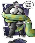  anthro ape balls barefoot bottomless clothed clothing cum cumshot dialogue erection grey_balls grey_penis hypnosis interspecies invalid_tag male malesub mammal mind_control mobile_size nipples no_link nude open_mouth orgasm penis primate reptile scalie snake spiral_eyes text 