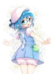  :o adapted_costume bad_id bad_pixiv_id bangs beret bespectacled bloomers blue-framed_eyewear blue_bow blue_eyes blue_hair blush bow cirno cowboy_shot daisy floral_background flower from_behind glasses hair_bow hat ice ice_wings looking_at_viewer looking_back open_mouth outstretched_arms pointy_ears pouch puffy_short_sleeves puffy_sleeves sailor_collar semi-rimless_eyewear shinoba short_sleeves simple_background solo spread_arms standing touhou under-rim_eyewear underwear white_background white_hat wings 
