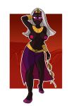  2018 alien black_skin blue_eyes breasts clothed clothing digital_media_(artwork) duck_dodgers female hair humanoid long_hair martian nipples not_furry pose pussy queen_tyr&#039;ahnee solo standing topless translucent transparent_clothing white_hair 