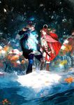  1girl absurdres endir forest highres huge_filesize ikenie_to_yuki_no_setsuna mask nature red_eyes red_hair setsuna_(i_am_setsuna) snow sword toi8 weapon 