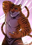  armpit_hair armpits clothing disney dragoonwys feline green_eyes male mammal muscular stripper_tiger_(zootopia) tiger underwear zootopia 