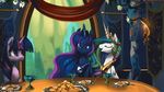  2016 alumx animated blue_eyes blue_fur blue_hair cake candle crown crystal equine equum_amici eyes_closed feathered_wings feathers female feral fire flower food friendship_is_magic fur glass group hair horn inside jewelry lemon mammal multicolored_hair my_little_pony necklace plant plate princess_celestia_(mlp) princess_luna_(mlp) purple_eyes purple_fur smile table tapestry twilight_sparkle_(mlp) white_feathers white_fur window winged_unicorn wings 