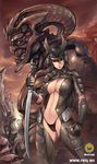 1girl armor bikini_armor breasts cleavage demon long_hair reiq samraui_soul_saiko samurai samurai_soul_saiko sword thong 