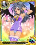  armlet artist_request bat_wings bracelet breasts brown_eyes card_(medium) character_name chess_piece circlet covered_nipples dark_skin earrings grey_hair high_school_dxd jewelry large_breasts long_hair official_art pawn shuriya_(high_school_dxd) solo thighhighs trading_card wings 