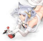 :d ^_^ animal_ears arm_support bare_shoulders blue_eyes blue_hair blush_stickers butt_crack chin_rest choker closed_eyes elbow_gloves erune final_fantasy gloves granblue_fantasy hat juggler_(final_fantasy) korwa laughing long_hair lying on_stomach open_mouth poking puzzle_&amp;_dragons size_difference smile terry_(pixiv3274443) tickling white_gloves 