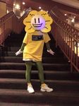  2016 clothed clothing flowey_the_flower humanoid plant railing smile sneakers stairs undertale unknown_artist video_games what why yellow_shirt 