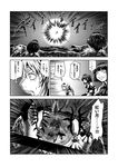  animal_ears ascot cape chinese_clothes clenched_teeth comic crystal dress flandre_scarlet gradient gradient_background greyscale hat headwear_removed hime_cut hong_meiling inubashiri_momiji koakuma landscape leaf_print long_hair long_sleeves maple_leaf_print monochrome moon mountain multiple_girls no_eyes open_mouth patchouli_knowledge puffy_short_sleeves puffy_sleeves remilia_scarlet shaded_face shameimaru_aya shield shirt short_hair short_sleeves sweatdrop sword teeth tokin_hat touhou translated weapon wide_sleeves wings wolf_ears yokochou 
