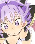  1girl breasts drill_hair elgala excel_saga female purple_eyes purple_hair ringlets satsuyo simple_background solo sweat white_background 