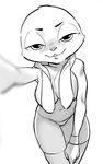  anthro bedroom_eyes big_breasts blowing_kiss breasts clothing covering covering_breasts covering_nipples disney female half-closed_eyes judy_hopps lagomorph long_ears looking_at_viewer mammal navel panties rabbit seductive sirdooblie solo teasing underwear zootopia 