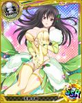  bare_shoulders black_hair breasts card_(medium) character_name chess_piece cleavage covered_nipples dress gloves hair_ornament high_school_dxd large_breasts long_hair official_art open_mouth parted_lips pawn pink_eyes raynare solo thighhighs trading_card 