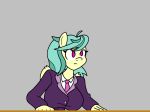  2018 2d_animation ace_attorney animated anthro big_breasts breasts clothed clothing equine fan_character female grey_background jiggle mammal my_little_pony ostria_chime_(oc) pegasus pointing purple_eyes simple_background skirt text wings 