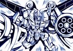 autobot flying gatling_gun gun insignia kamizono_(spookyhouse) machinery mecha monochrome no_humans optimus_prime solo transformers transformers_prime weapon wings 
