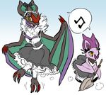  black_bow bow broom clothed_pokemon drawfag gen_6_pokemon maid maid_headdress musical_note no_humans noibat noivern non-web_source open_mouth pokemon pokemon_(creature) speech_bubble standing yellow_eyes 