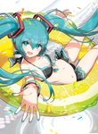  aqua_eyes aqua_hair bikini breasts cleavage hatsune_miku long_hair medium_breasts saitou_naoki solo swimsuit twintails vocaloid 