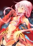  bare_shoulders breasts center_opening cleavage elbow_gloves gloves guilty_crown navel pink_hair red_eyes reku small_breasts solo yuzuriha_inori 