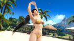  3d beach bikini black_hair breasts dead_or_alive dead_or_alive_xtreme_3_fortune dead_or_alive_xtreme_beach_volleyball eyes_closed large_breasts momiji_(ninja_gaiden) ninja_gaiden official_art ponytail solo stretch tecmo 