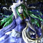  ao-shiba green_eyes green_hair hat long_hair mima polearm solo touhou touhou_(pc-98) weapon wizard_hat 