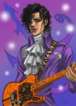  2016 araki_hirohiko_(style) commentary cravat guitar highres instrument looking_at_viewer male_focus parody prince_(musician) real_life real_life_insert solo style_parody takumi_(marlboro) 