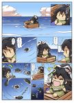 afloat chibi comic crate crying flying_sweatdrops hisahiko i-class_destroyer kantai_collection katsuragi_(kantai_collection) lost_child scared shinkaisei-kan tears translated water younger 