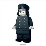  admiral_suwabe black_border black_hair border commentary_request facial_hair goatee hairlocs hat kantai_collection kei-suwabe lego_minifig military military_hat military_uniform mustache peaked_cap smile twitter_username uniform white_skin 