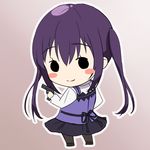  chibi gochuumon_wa_usagi_desu_ka? long_hair lowres pantyhose ponareon_ponaparte purple_eyes purple_hair rabbit_house_uniform solo tedeza_rize twintails 