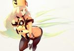  blonde_hair breast_hold breasts gameplay_mechanics gloves guilty_gear guilty_gear_xrd hat jacket long_hair looking_to_the_side millia_rage pantyhose shoes solo standing standing_on_one_leg very_long_hair white_footwear white_gloves yellow_hat yellow_jacket yoshitake 