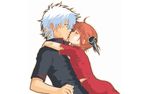  1girl bun_cover chinese_clothes double_bun gintama highres kagura_(gintama) licking sakata_gintoki 