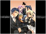  5boys archer artoria_pendragon_(all) assassin_(fate/stay_night) berserker blonde_hair caster dark_skin dark_skinned_male everyone fate/stay_night fate_(series) formal kohaku lancer long_sleeves magical_amber multiple_boys multiple_girls rider saber soba_(saz) tsukihime wallpaper 