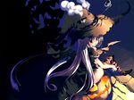  cape cigarette halloween hat highres jack-o'-lantern kagome_(traumatize) kiseru naked_cape original pipe pumpkin smoking solo thighhighs wallpaper witch witch_hat 