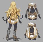  armor armored_boots blonde_hair bodysuit boots butt_crack cape_removed detail from_behind full_body gauntlets hairband hushabye league_of_legends long_hair luxanna_crownguard miniskirt scarf skirt solo 