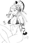 bad_id bad_pixiv_id bikini_top bracelet breasts character_name commentary fire_emblem fire_emblem_if greyscale hair_ornament highres jewelry large_breasts looking_at_viewer monochrome orochi_(fire_emblem_if) shinzu_(the-shinzu) smile solo thighs translation_request 