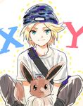  203mtk beanie blonde_hair blue_eyes calme_(pokemon) doodle eevee gen_1_pokemon hat pokemon pokemon_(creature) pokemon_(game) pokemon_xy 