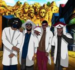  ab-soul alternate_costume artist_name beard black_eyes black_hair black_hippy buzz_cut dark_skin dark_skinned_male day elbow_gloves facial_hair forehead_protector gloves hokage iwagakure_symbol jay_rock kendrick_lamar king_arthur_(arthurab) kirigakure_symbol konohagakure lips long_sleeves mask multiple_boys mustache naruto naruto_(series) naruto_shippuuden ninja outdoors parody real_life_insert realistic schoolboy_q sunagakure_symbol sunglasses very_dark_skin watch wristwatch 