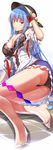  :o armpits ass bare_shoulders barefoot black_bra black_hat blouse blue_hair blue_skirt blush bra breasts center_frills eyebrows eyebrows_visible_through_hair floral_print flower food frilled_skirt frills from_side fruit hair_between_eyes hair_flower hair_ornament hat hibiscus highres hinanawi_tenshi horizontal_stripes large_breasts leaf lingerie long_hair looking_at_viewer lying neropaso on_side open_clothes open_shirt panties parted_lips peach pulled_by_self rainbow_order red_eyes shiny shiny_skin shirt short_sleeves skirt solo strap_pull strap_slip striped striped_panties thighs toes touhou underwear undone_necktie upskirt vertical-striped_panties vertical_stripes very_long_hair water white_blouse white_shirt 