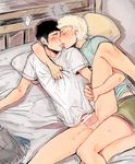  2boys ace_of_diamond anus ass barefoot bed blush bottomless bulge cum erection kiss licking male_focus multiple_boys penis saliva steam sweat testicles tongue tongue_out underwear undressing wince yaoi 