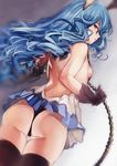  animal_ears ass backless_outfit bare_back black_panties blue_hair blurry breasts brown_eyes erune ferry_(granblue_fantasy) gloves granblue_fantasy highres long_hair panties sideboob small_breasts smile solo tahnya thong underwear 