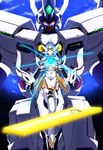  android blue_hair breasts elbow_gloves fugakuhyakkei gloves kos-mos kos-mos_ver._4 large_breasts long_hair mecha science_fiction thighhighs xenogears xenogears_(mecha) xenosaga xenosaga_episode_iii zohar 