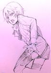  alois_trancy back boots eyelashes from_behind gradient gradient_background kuroshitsuji lineart looking_at_viewer male_focus monochrome official_art pink pink_background pulling ribbon shorts shota simple_background sketch solo stockings teeth thighhighs toboso_yana tongue tongue_out undressing zettai_ryouiki 