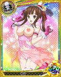  areolae blush breasts breasts_outside brown_eyes brown_hair card_(medium) high_school_dxd large_breasts long_hair looking_at_viewer murayama_(high_school_dxd) nipples open_mouth photoshop smile solo topless torn_clothes twintails 