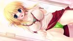  aqua_eyes blonde_hair blush breasts cleavage clochette craletta_littorio game_cg koko_kara_natsu_no_innocence! long_hair panties sesena_yau skirt_lift underwear wet 