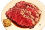  commentary_request food meat momiji_mao no_humans original plate steak 