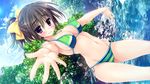  bikini black_hair blush breasts cameltoe clochette game_cg koko_kara_natsu_no_innocence! purple_eyes sesena_yau shigihara_benio short_hair swimsuit water wet 