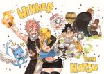  3girls black_hair blonde_hair blue_hair cana_alberona cat fairy_tail gajeel_redfox gildarts_clive happy_(fairy_tail) levy_mcgarden multiple_boys multiple_girls natsu_dragneel nurse nurse_cap pantherlily red_hair rusky 