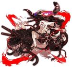  akira_(kadokawa) barefoot central_hime cracked_skin damaged glowing glowing_eye kantai_collection light_trail long_hair official_art oni_horns open_mouth pale_skin shinkaisei-kan toenail_polish transparent_background very_long_hair white_hair 