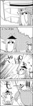  4koma boots comic commentary crescent fishing fishing_rod greyscale hair_ribbon hat highres kamishirasawa_keine long_hair mob_cap monochrome no_humans patchouli_knowledge pose ribbon shoujo_kitou-chuu smile sparkle surprised tani_takeshi thinking touhou translated tress_ribbon very_long_hair yukkuri_shiteitte_ne 